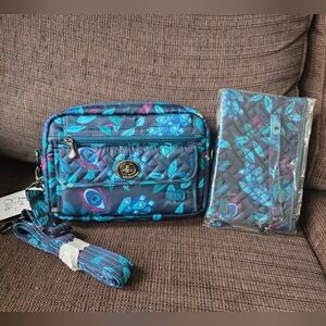 NWT Lug Switch Crossbody Bag & Peekaboo Pouch Set in Peacock Multi